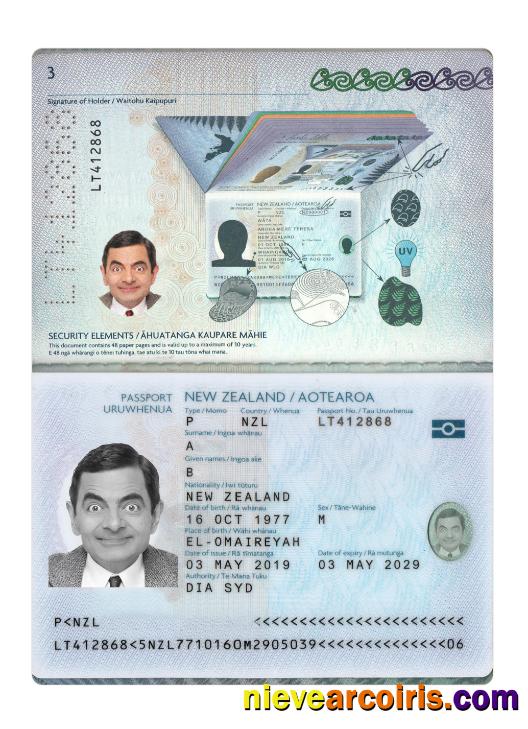 New Zealand passport 2019-present